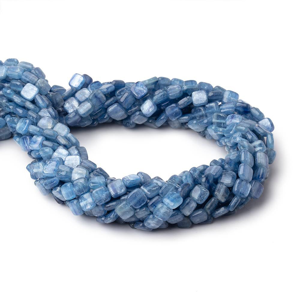 6mm Ceylon Blue Kyanite Plain Pillow Beads 16 inch 67 pieces - BeadsofCambay.com
