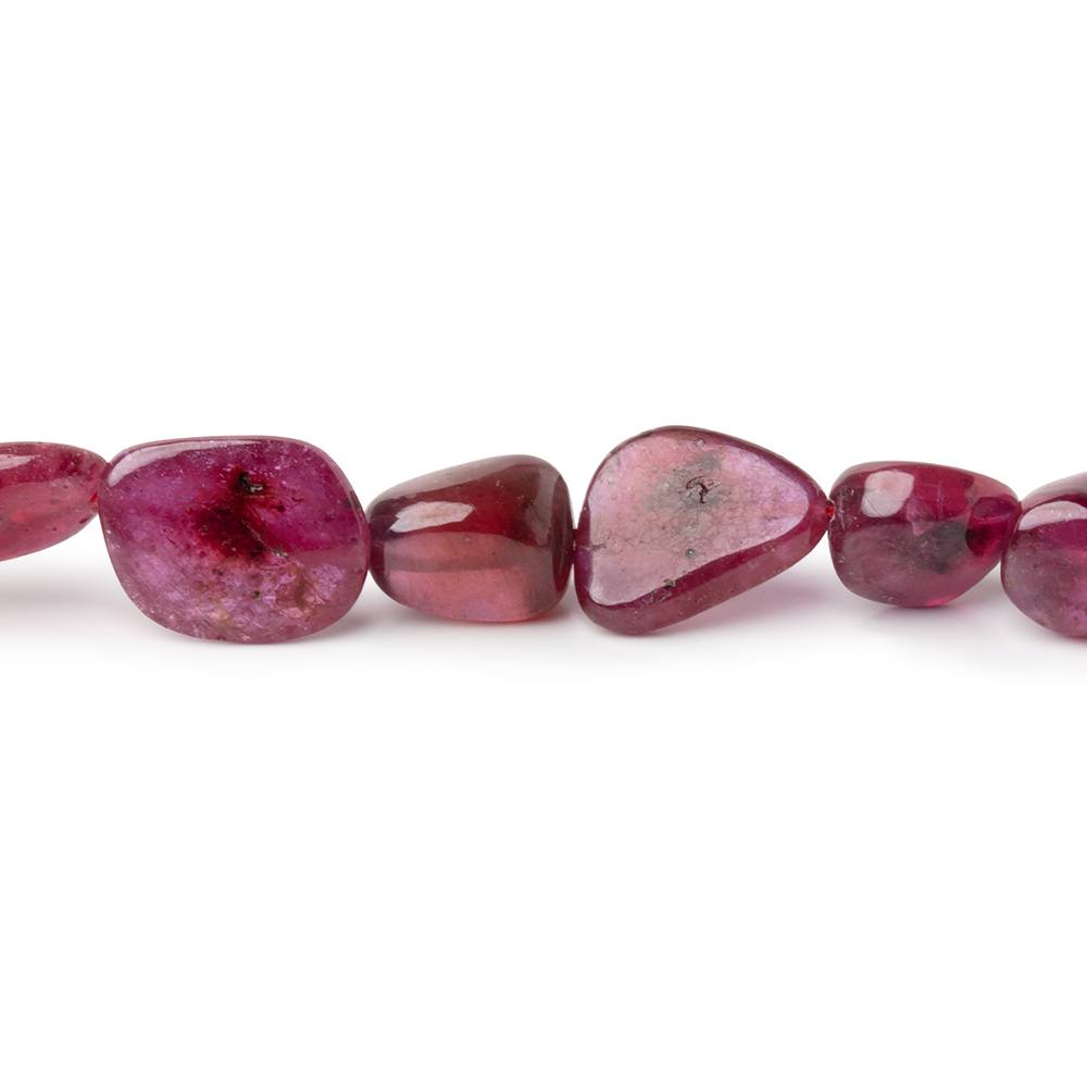 7x5-14x11mm Ruby Plain Nugget Beads 19 inch 62 pieces - BeadsofCambay.com