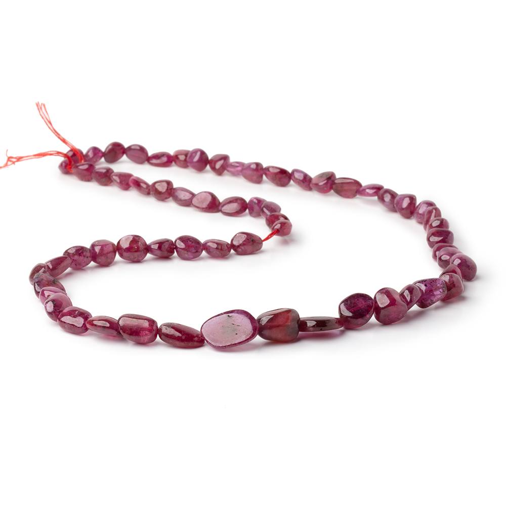 7x5-14x11mm Ruby Plain Nugget Beads 19 inch 62 pieces - BeadsofCambay.com