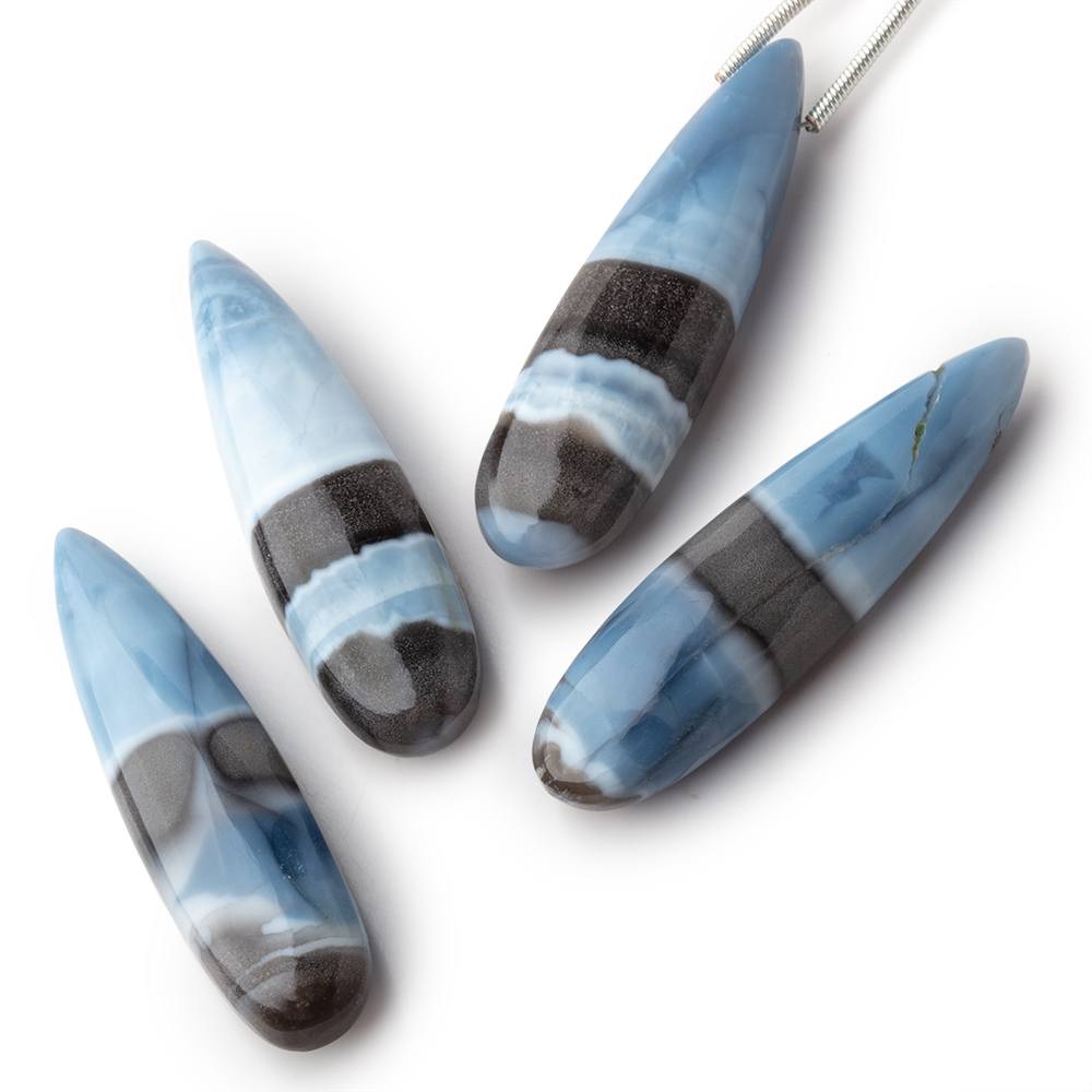 40x10mm Banded Owyhee Blue Opal Plain Pear 1 Focal - Beadsofcambay.com