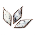 40x18mm Rose Gold & Black CZ Bezel Dendritic Opal Kite Pendant 1 Focal - Beadsofcambay.com