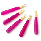 40x6mm Vermeil Capped Pink Chalcedony Plain Tear Drop Pendant 1 piece - Beadsofcambay.com