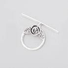 17mm Antiqued Sterling Silver Round Toggle Rose Design 1 piece - BeadsofCambay.com