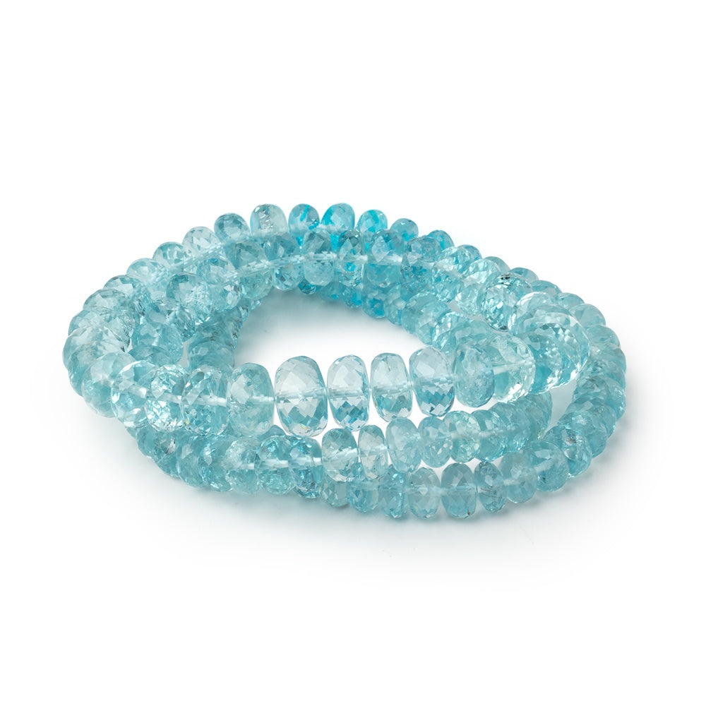 5-9mm Aquamarine Faceted Rondelle 16 inch 113 pieces AAA - BeadsofCambay.com