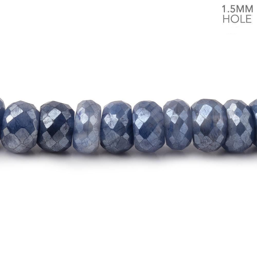 6mm Mystic Blue Moonstone 1.5mm Large Hole Faceted Rondelles 8 inch 48 Beads - BeadsofCambay.com
