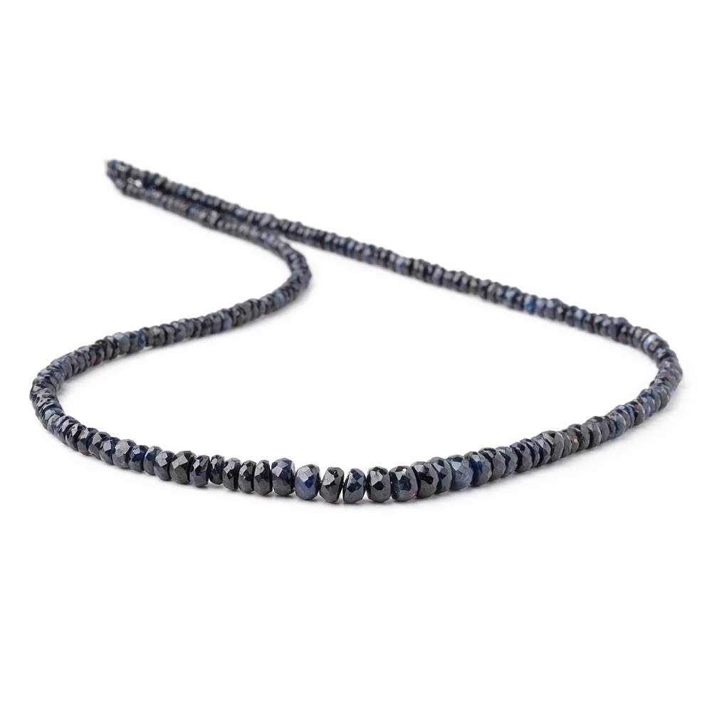 2.5-5mm Cambodian Blue Sapphire Faceted Rondelle Beads 16 inch 209 pieces - BeadsofCambay.com