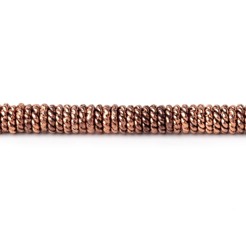 4mm Antiqued Copper Twisted Jumpring 8 inch 163 pieces - BeadsofCambay.com