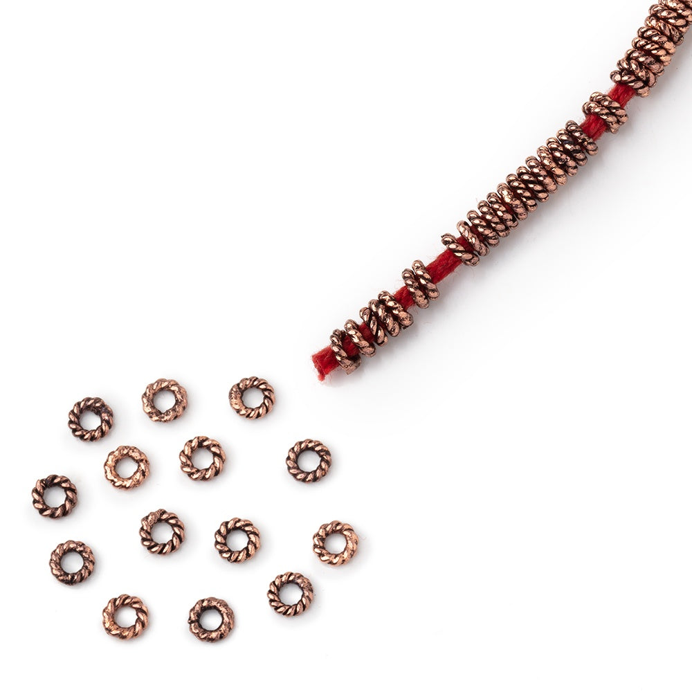 4mm Twisted Jump Rings on an 8 inch Strand - BeadsofCambay.com
