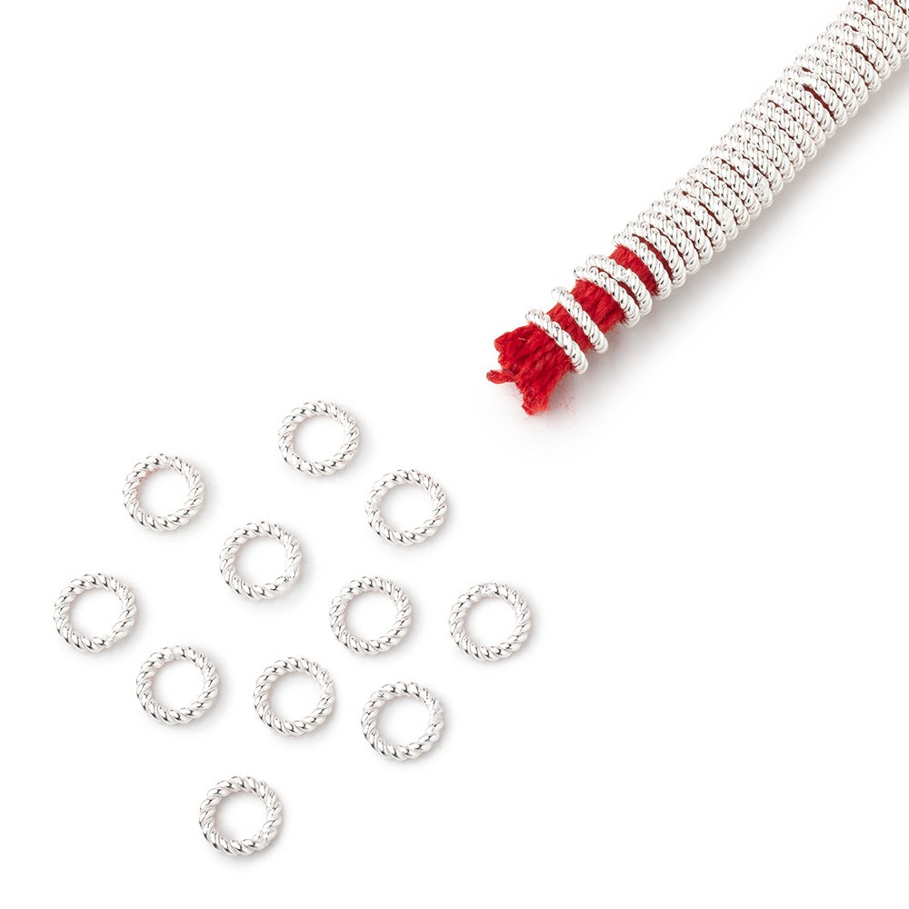 6mm Twisted Jump Rings on an 8 inch Strand - BeadsofCambay.com