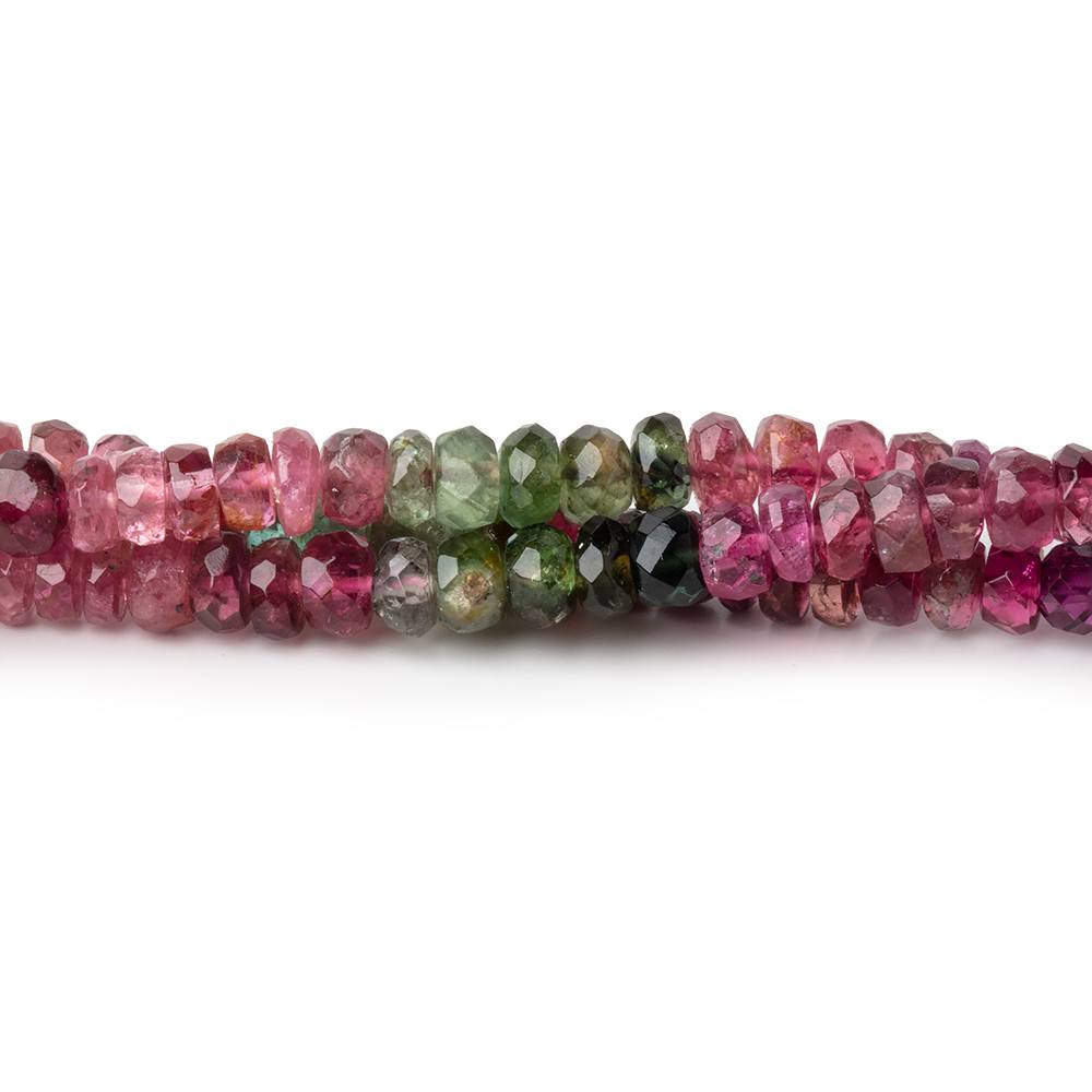 4.5mm Multi Color Tourmaline Faceted Rondelles 15 inches 150 Beads - BeadsofCambay.com