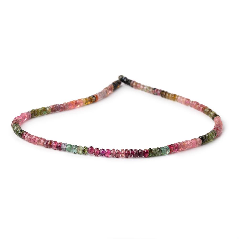 4.5mm Multi Color Tourmaline Faceted Rondelles 15 inches 150 Beads - BeadsofCambay.com