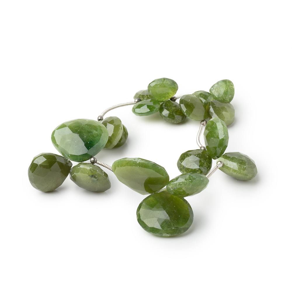 9-18mm Idocrase Faceted Heart Briolette 7.5 inch 20 Beads - BeadsofCambay.com