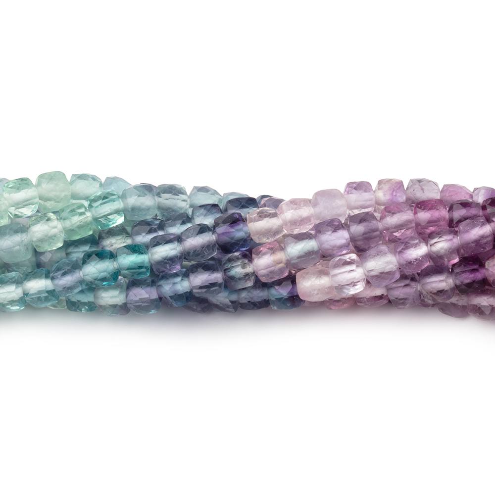 4mm Shaded Fluorite Micro Faceted Cube Beads 12.5 inch 84 pieces AA - BeadsofCambay.com