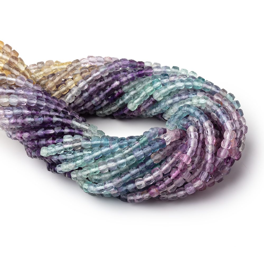 4mm Shaded Fluorite Micro Faceted Cube Beads 12.5 inch 84 pieces AA - BeadsofCambay.com