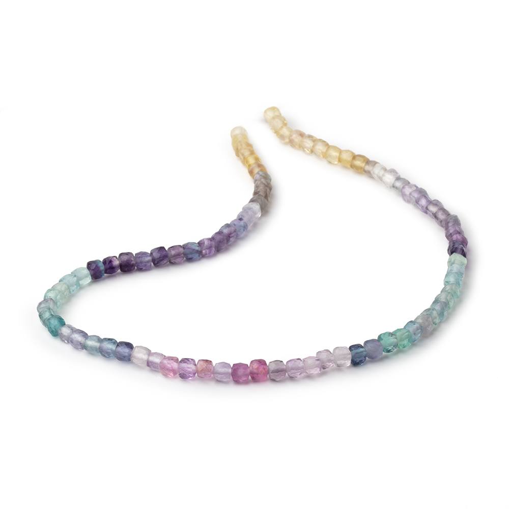4mm Shaded Fluorite Micro Faceted Cube Beads 12.5 inch 84 pieces AA - BeadsofCambay.com