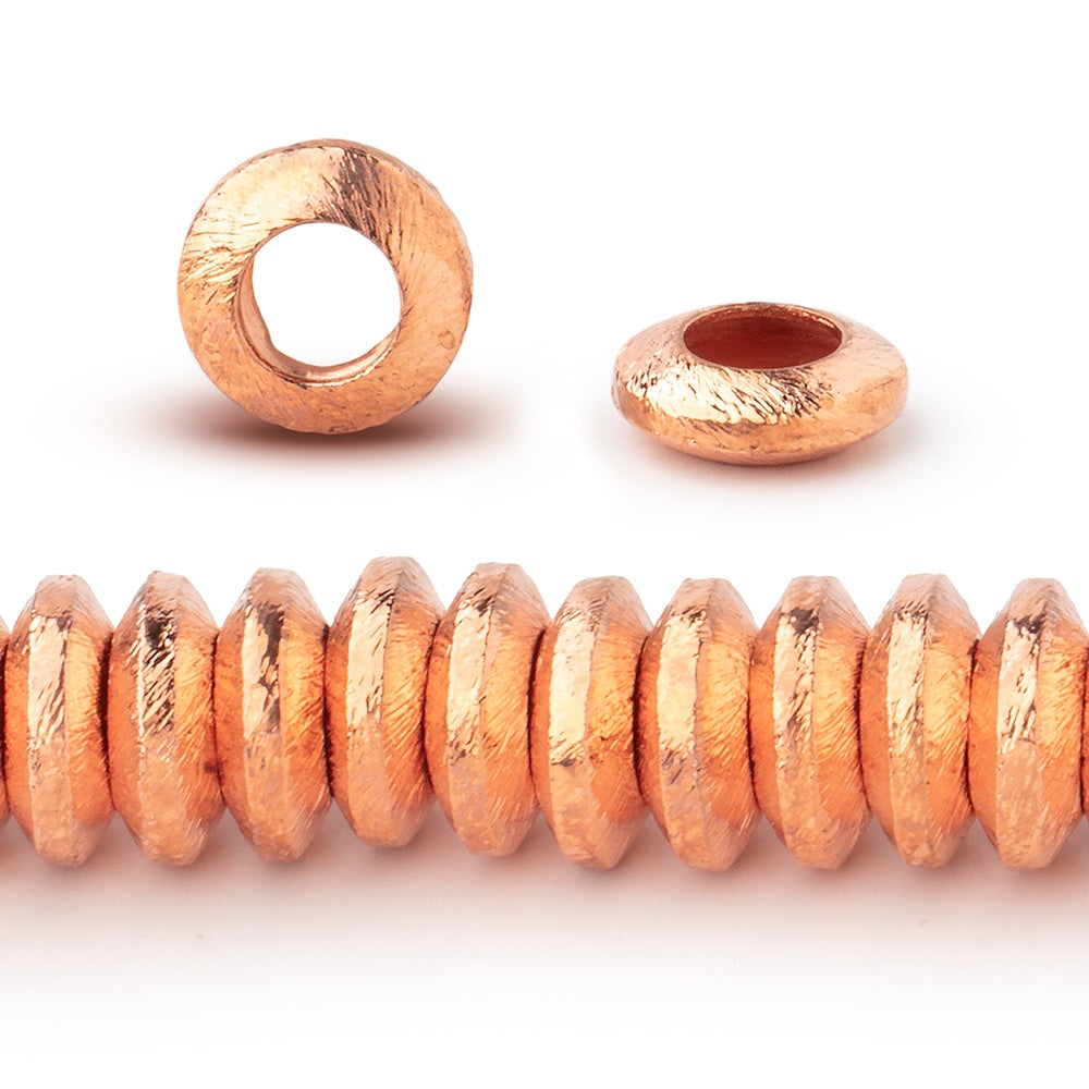 Beadsofcambay 10mm Copper Brushed Large Hole Disc Beads