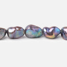 9-11mm Peacock Straight Drilled Keshi Freshwater Pearls 16 inch 32 Beads - BeadsofCambay.com