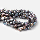 9-11mm Peacock Straight Drilled Keshi Freshwater Pearls 16 inch 32 Beads - BeadsofCambay.com