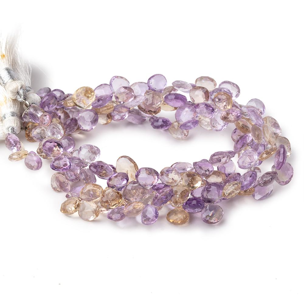5.5-6.5mm Ametrine Faceted Heart Beads 8 inch 55 pieces - BeadsofCambay.com