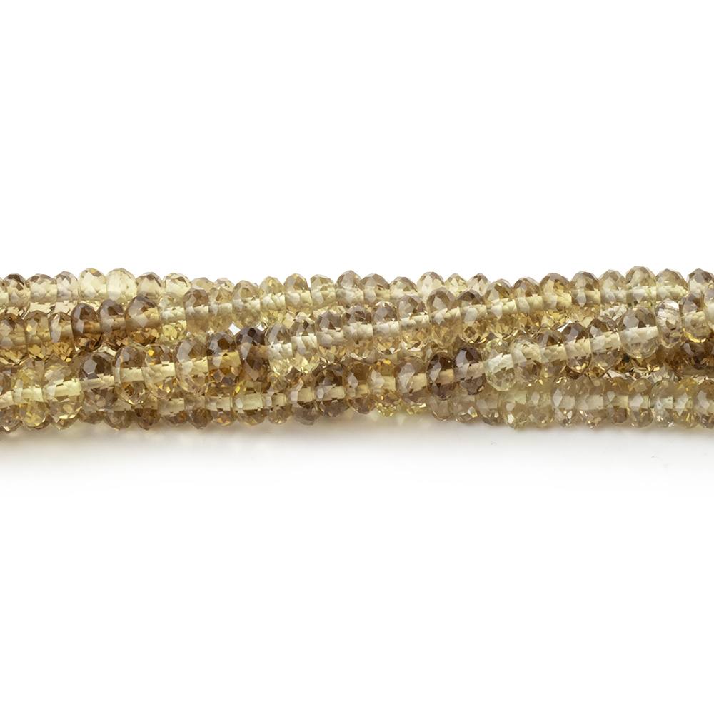3.5mm Bi-Color Quartz Faceted Rondelle 15.5 Inch 230 Beads - BeadsofCambay.com
