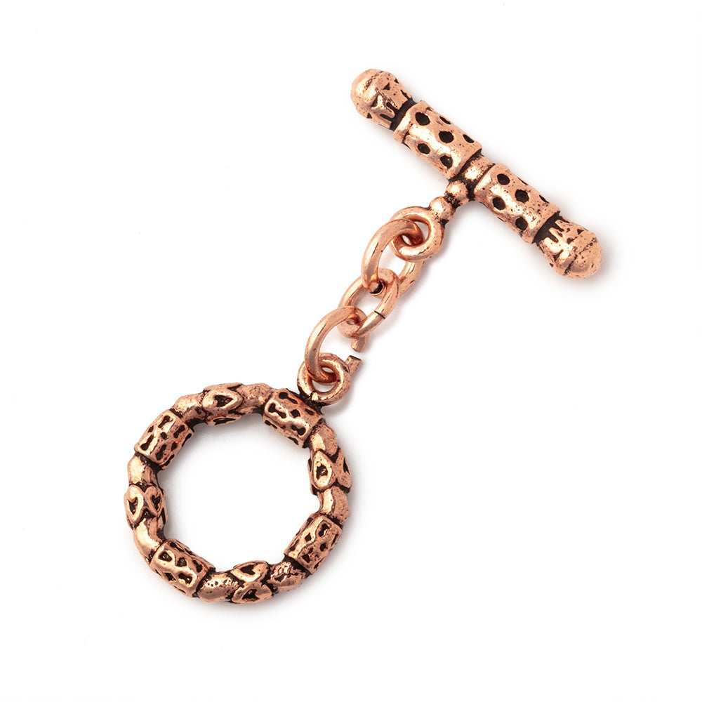 18mm Copper Round Toggle with Bamboo 1 piece - BeadsofCambay.com