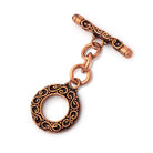 17mm Antiqued Copper Round Toggle with Infinity Design - BeadsofCambay.com