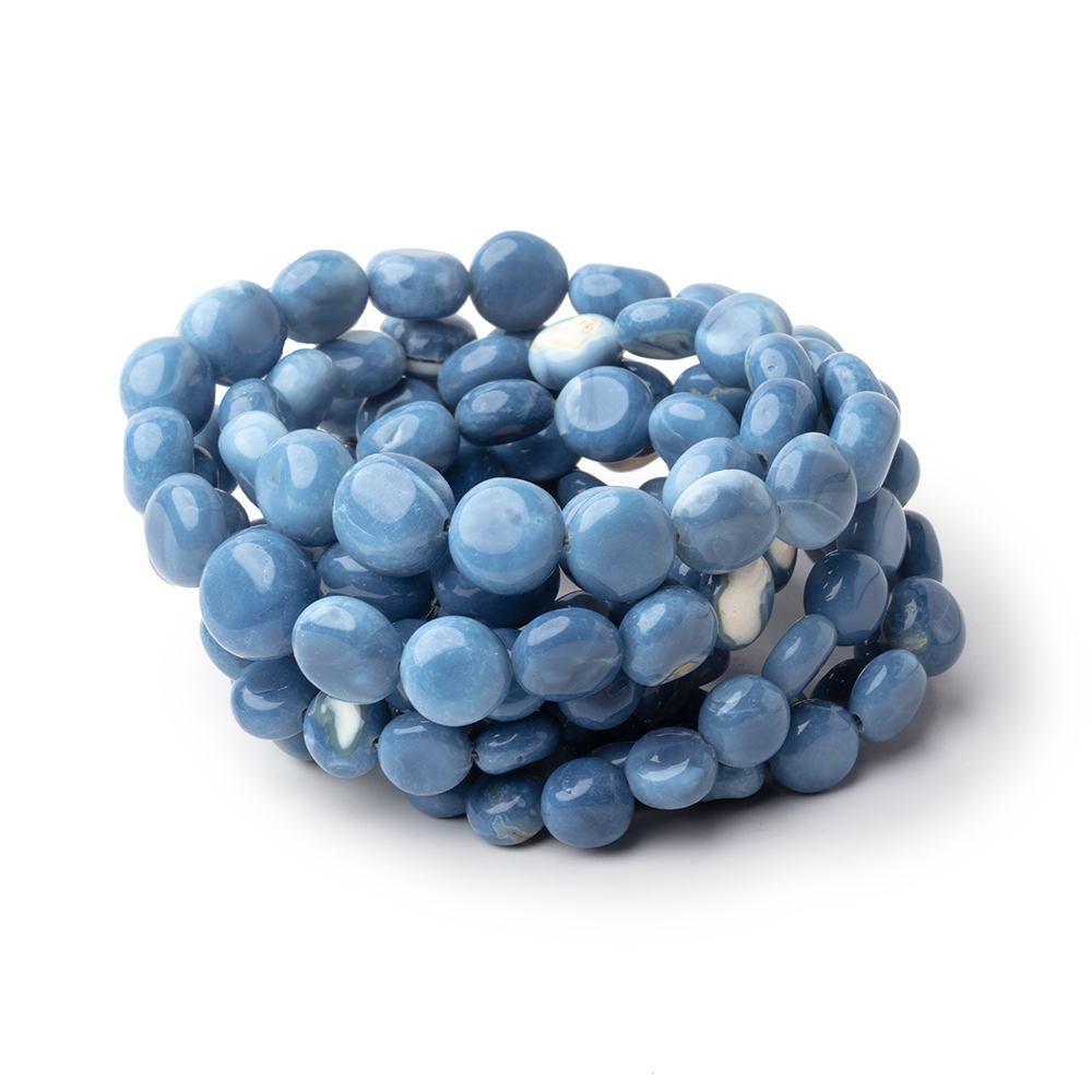 5-10mm Owyhee Denim Opal Plain Coin Beads 16 inch 51 pieces - BeadsofCambay.com