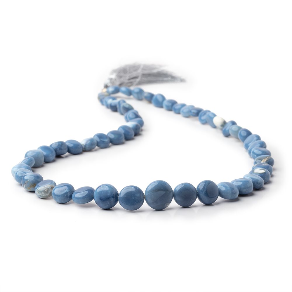 5-10mm Owyhee Denim Opal Plain Coin Beads 16 inch 51 pieces - BeadsofCambay.com