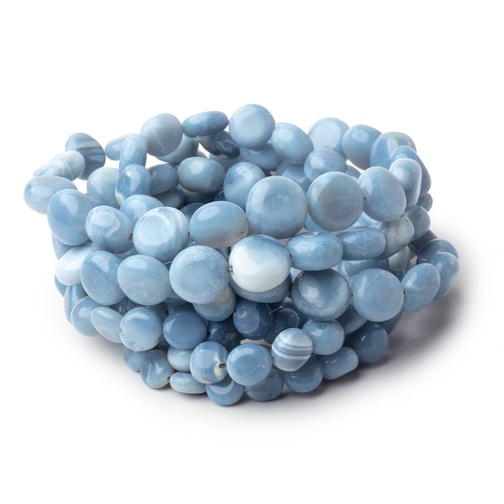 4-10mm Light Owyhee Denim Opal Plain Coin Beads 16 inch 52 pieces - BeadsofCambay.com