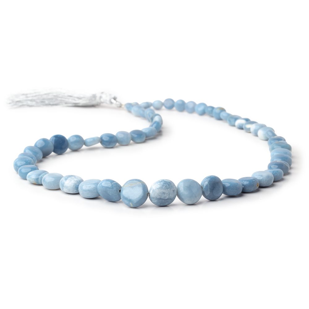 4-10mm Light Owyhee Denim Opal Plain Coin Beads 16 inch 52 pieces - BeadsofCambay.com