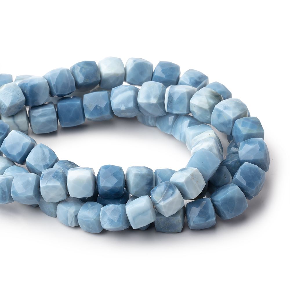 8-8.5mm Owyhee Denim Blue Opal Faceted Cube 7.75 inch 22 Beads - BeadsofCambay.com