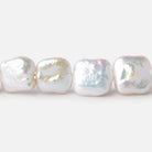 11mm Off White Square Freshwater Pearls 16 inch 33 pieces - BeadsofCambay.com