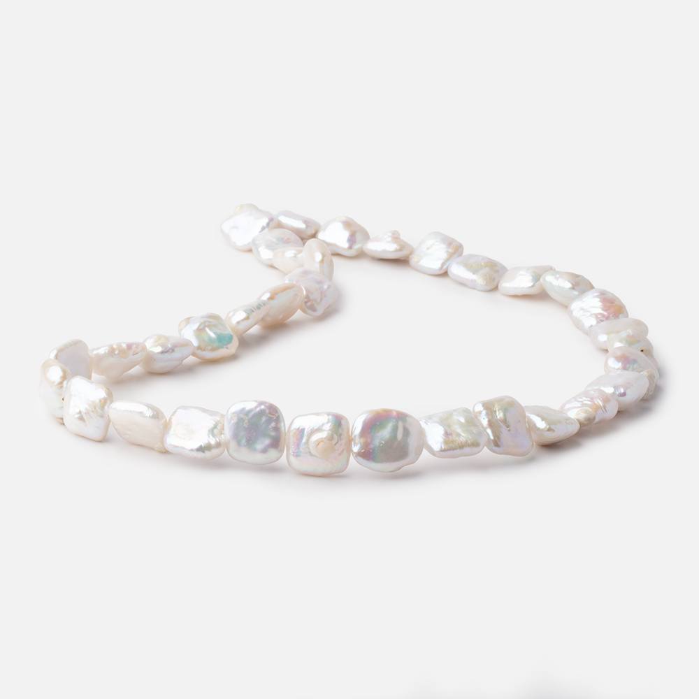 11mm Off White Square Freshwater Pearls 16 inch 33 pieces - BeadsofCambay.com