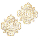 41mm Brushed Filigree Flower Charm Set of 2 pieces - Beadsofcambay.com