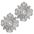 41mm Brushed Filigree Flower Charm Set of 2 pieces - Beadsofcambay.com