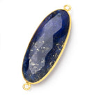 41x18mm Vermeil Bezel Lapis Lazuli Faceted Oval Connector 1 piece - Beadsofcambay.com