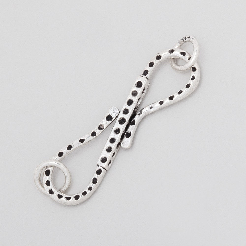 36x9.5mm Antiqued Sterling Silver Hammered S Hook 1 piece - BeadsofCambay.com
