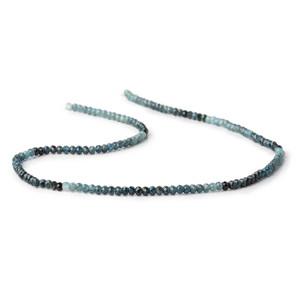 3mm Shaded Blue Sapphire Micro Faceted Rondelles 12.5 inch 124 Beads - BeadsofCambay.com