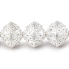 14x12.5mm Sterling Silver Plated Copper Bali Design Rondelles 8 inch 16 Beads - BeadsofCambay.com