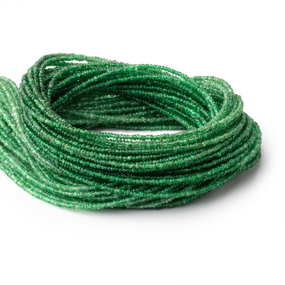 2mm Shaded Tsavorite Garnet Plain Rondelle Beads 18 inch 375 pieces - BeadsofCambay.com