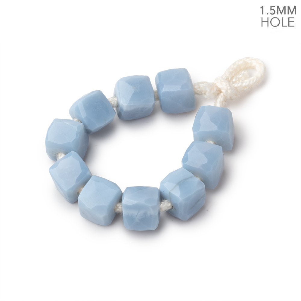 6mm Owyhee Denim Blue Opal 1.5mm Large Hole Faceted Cube Beads Set of 10 - BeadsofCambay.com