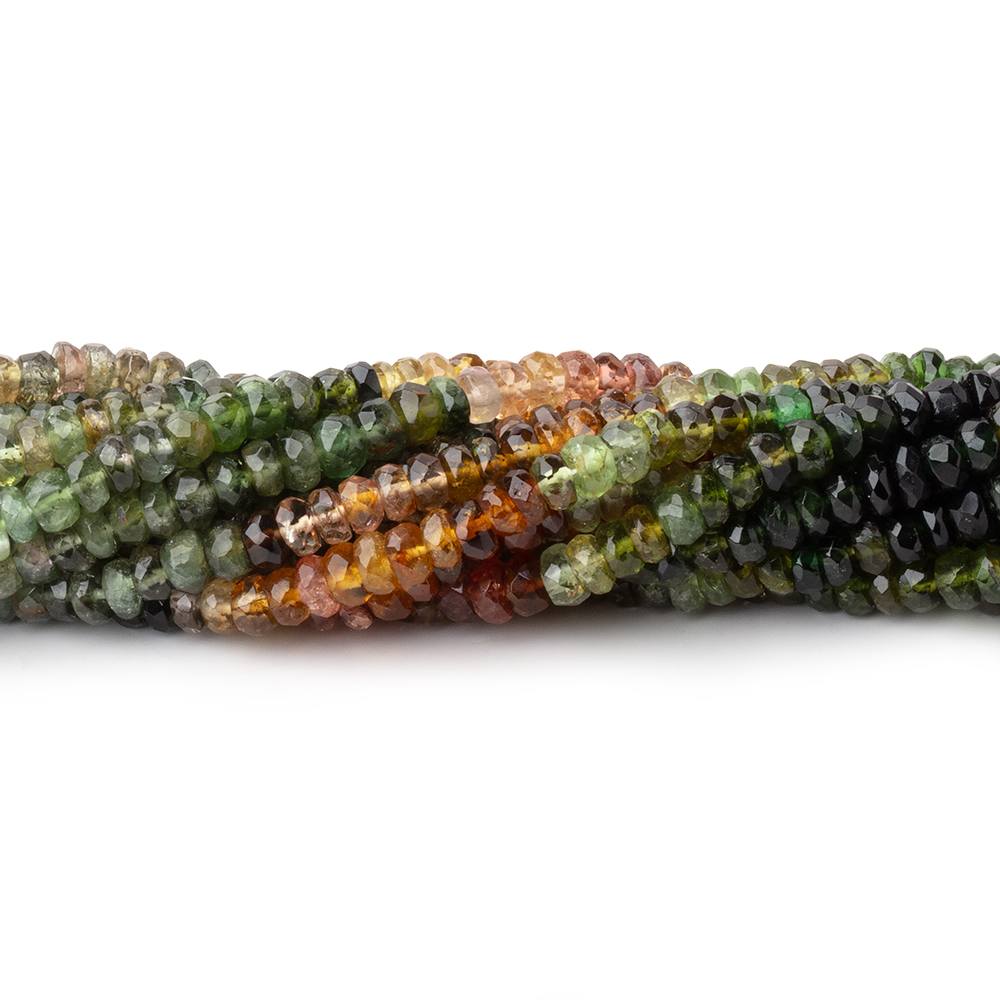4mm Multi Color Tourmaline Faceted Rondelle 15 inch 180 Beads - BeadsofCambay.com