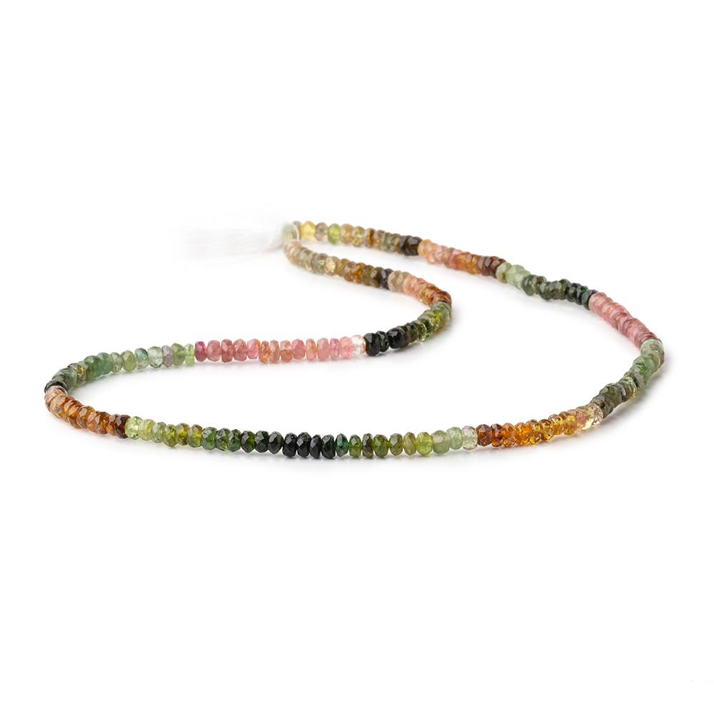 4mm Multi Color Tourmaline Faceted Rondelle 15 inch 180 Beads - BeadsofCambay.com