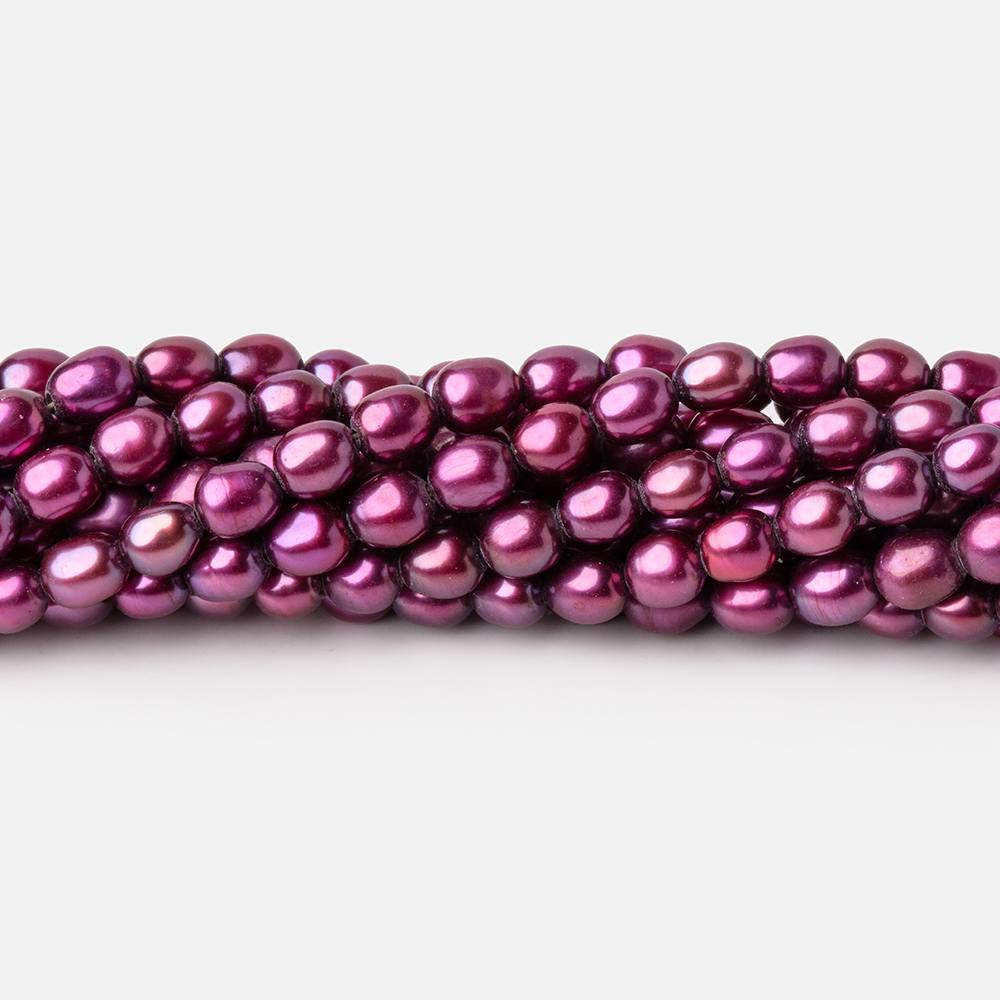 4x3mm Berry Purple Oval Freshwater Pearls 15.75 inch 96 Beads - BeadsofCambay.com