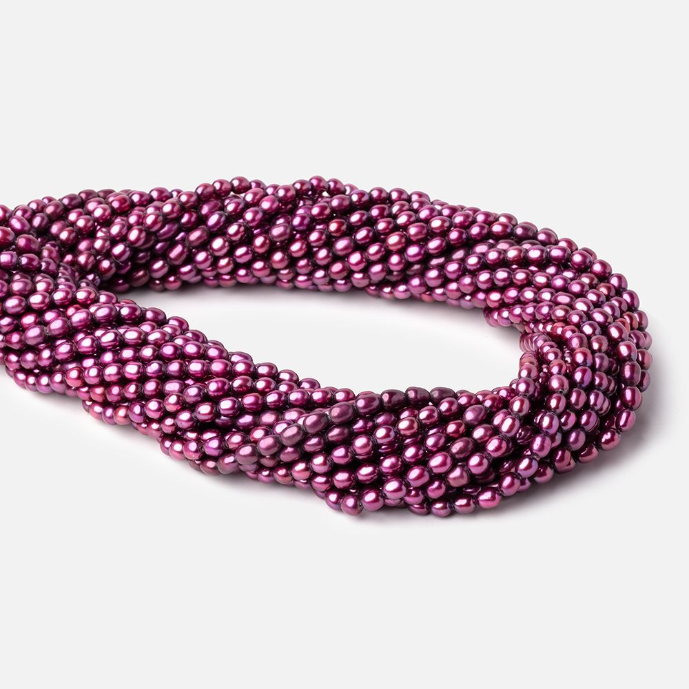 4x3mm Berry Purple Oval Freshwater Pearls 15.75 inch 96 Beads - BeadsofCambay.com