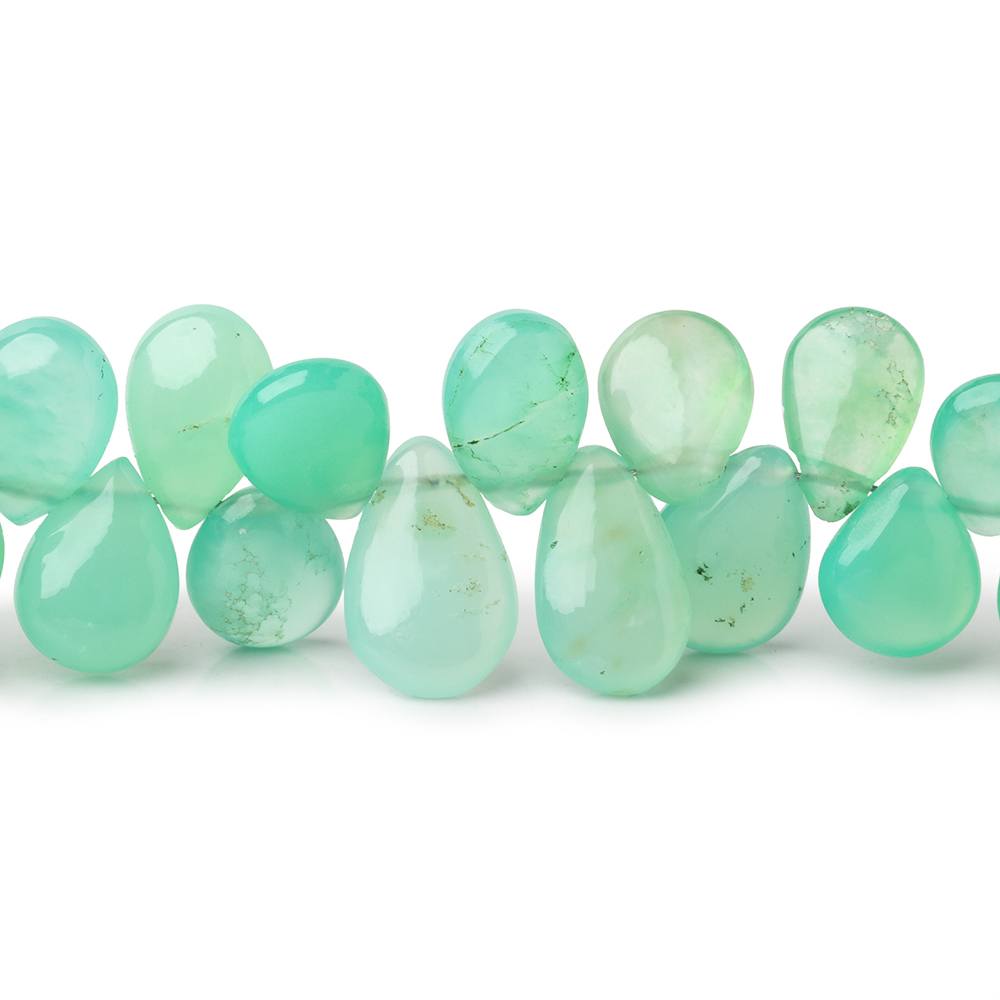 7x9-9x14mm Chrysoprase Plain Pear Beads 8 inch 50 pieces - BeadsofCambay.com