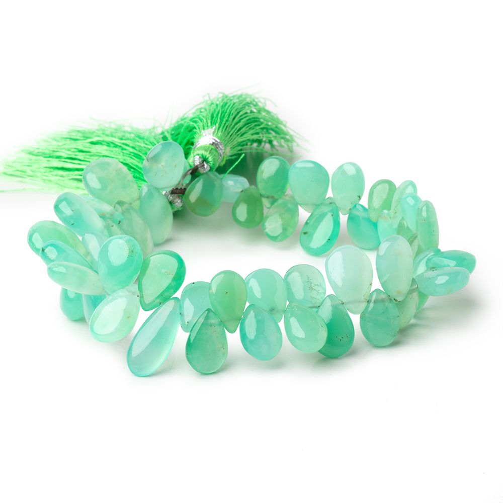 7x9-9x14mm Chrysoprase Plain Pear Beads 8 inch 50 pieces - BeadsofCambay.com
