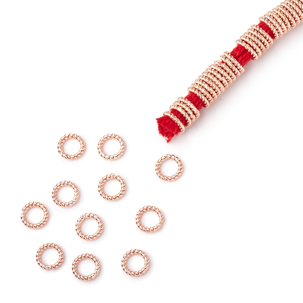 6mm Twisted Jump Rings on an 8 inch Strand - BeadsofCambay.com