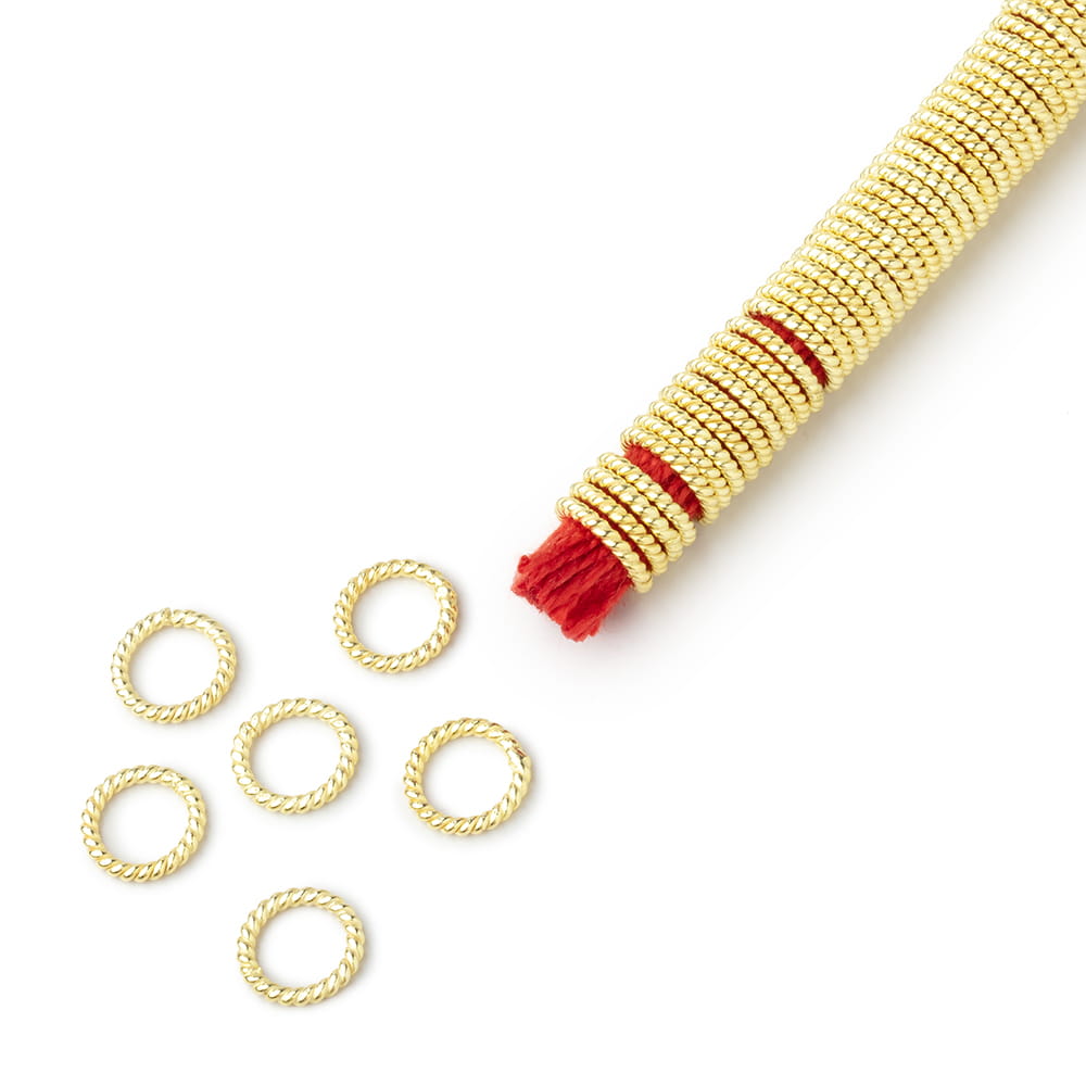 8mm Twisted Jump Rings on an 8 inch Strand - BeadsfCambay.com