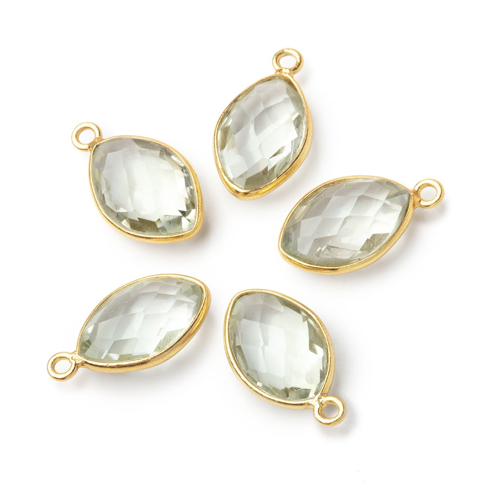 13x9mm Vermeil Bezel Prasiolite Faceted Marquise Pendant 1 piece - BeadsofCambay.com
